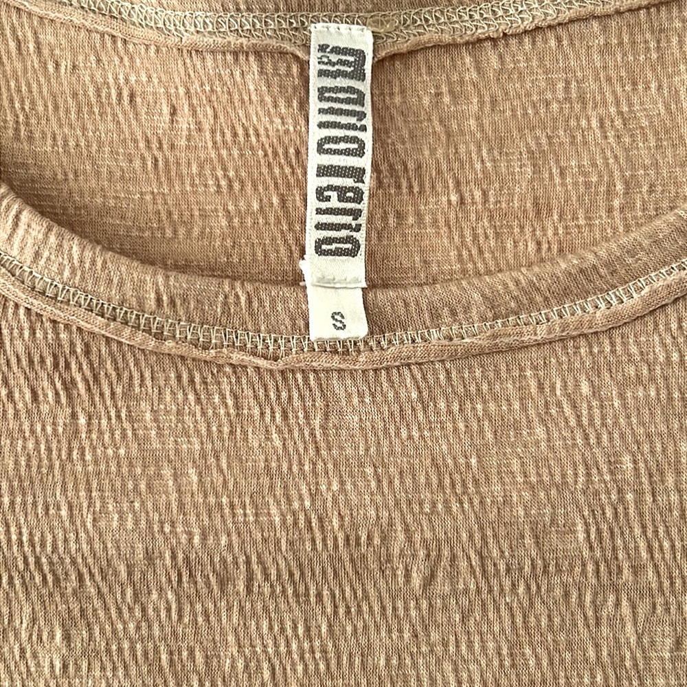 MARIA RERIO Ladies top blouse handkerchief hem lagenlook bougie beige size Small - Picture 10 of 16